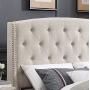 Roundhill Furniture Nantarre Fabric Tufted Wingback Upholstered Bed with Nailhead Trim, King, Tan