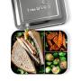 LunchBots Large Trio Stainless Steel Lunch Container -Three Section Design for Sandwich and Two Sides - Metal Bento Lunch Box for Kids or Adults - Eco-Friendly - Stainless Lid - Pink Dots