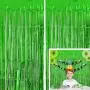 Moohome 2 Pack 3ft x 8ft Green Foil Curtains Metallic Tinsel Fringe Curtains Shimmer Door Window Curtain Backdrop for Birthday Wedding Bridal Shower Baby Shower Photo Booth Party Decorations