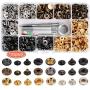 132 Set Leather Snap Fasteners Kit, 0.49 inch Metal Button Snaps Press Studs with 4 Installation Tools, 6 Color Leather Snaps for Clothes, Jackets, Jeans Wears, Bracelets, Bags