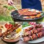 Unves Kabob Skewers, 17'' Reusable Flat Metal Skewers for Grilling, Stainless Steel Grill BBQ Skewers Wide Shish Kabob Sticks for Shrimp Meat Chicken Vegetable, 10 Pack