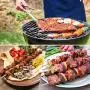 Unves Kabob Skewers, 17'' Reusable Flat Metal Skewers for Grilling, Stainless Steel Grill BBQ Skewers Wide Shish Kabob Sticks for Shrimp Meat Chicken Vegetable, 10 Pack