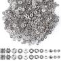 Paxcoo 600pcs 12 Style Silver Spacer Beads Jewelry Bead Charm Spacers for Jewelry Making Bracelets Necklace