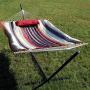 Sunnydaze Cotton Rope Freestanding Hammock with 12 Foot Portable Steel Stand and Spreader Bar, Pad and Pillow Included, Modern Lines