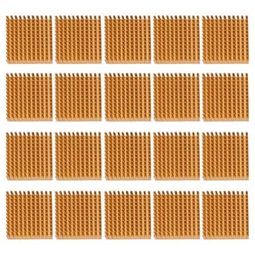 ESUMIC 20PCS 40mm x 40mm x 11mm Golden Aluminum Heatsink Cooling Fin for Cooling MOSFET VRam Regulators VRM Stepper Driver