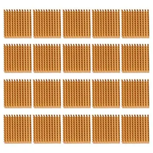 ESUMIC 20PCS 40mm x 40mm x 11mm Golden Aluminum Heatsink Cooling Fin for Cooling MOSFET VRam Regulators VRM Stepper Driver