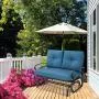 Incbruce Outdoor Swing Glider Rocking Chair Patio Bench for 2 Person, Garden Loveseat Seating Patio Steel Frame Chair Set with Cushion, Peacock Blue