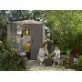 Keter Factor 6x6 Large Resin Outdoor Shed for Patio Furniture, Lawn Mower, and Bike Storage, Beige/Brown Keter Factor 6x6 Large Resin Outdoor Shed for Patio Furniture, Lawn Mower, and Bike Storage, Beige/Brown
