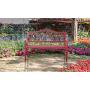 MFSTUDIO Outdoor Patio Garden Bench 50in Metal Seating Chair Furniture for Backyard, Porch, Lawn, Park, Pastoral Bird Design Back, Pink Red