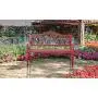 MFSTUDIO Outdoor Patio Garden Bench 50in Metal Seating Chair Furniture for Backyard, Porch, Lawn, Park, Pastoral Bird Design Back, Pink Red MFSTUDIO Outdoor Patio Garden Bench 50in Metal Seating Chair Furniture for Backyard, Porch, Lawn, Park, Pastoral Bird Design Back, Pink Red