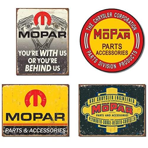 Mopar Sign Bundle - Mopar Behind Us, Mopar The Chrysler Corporation, Mopar Logo 64 - 71, Mopar Logo 37 - 47