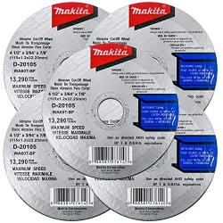 Makita 5 Pack - 4.5'' Cut Off Wheels For 4.5'' Grinders - Aggressive Cutting For Metal & Stainless Steel/INOX - 4-1/2'' x .045'' x 7/8-Inch