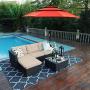 PHI VILLA Outdoor Sectional Rattan Sofa - Wicker Patio Furniture Set (Beige)