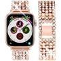 Goton Band Compatible with Apple Watch Band 44mm 42mm , Women Beads Link Crystal Bling Stainless Metal Replacement Strap for iWatch Band Series SE 6 5 4 3 2 1 (Rosegold, 44mm 42mm)