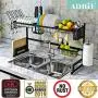 Dish Rack Over Sink Dish Drying Rack Kitchen Stainless Steel Over The Sink Shelf Storage Rack (Sink Length≤36.5inch)