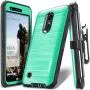 COVRWARE Iron Tank Series Case for LG K20 Plus /K20 V/Harmony/Grace 4G /K10 (2017) Built-in [Screen Protector] Heavy Duty Full-Body Holster Armor [Brushed Metal Texture] Case [Belt Clip], Teal
