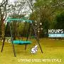 Swing Set - 70'' Swing Sets for Backyard, Sturdy Steel Frame for Up to 2 Children Saucer Swing with Frame Toddler Swing with Stand - All Weather