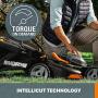 Worx WG743 40V PowerShare 4.0Ah 17'' Lawn Mower w/ Mulching & Intellicut (2x20V Batteries),Black and Orange