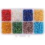 PH PandaHall 1600pcs 6/0 8 Color Glass Seed Beads 4mm Silver Lined Loose Spacer Beads for Jewelry Making DIY Craft Beading