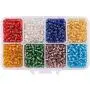 PH PandaHall 1600pcs 6/0 8 Color Glass Seed Beads 4mm Silver Lined Loose Spacer Beads for Jewelry Making DIY Craft Beading
