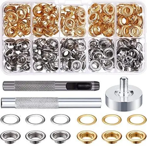 Grommet Kit 100 Sets Grommets Eyelets with 3 Pieces Install Tool Kit, 2 Colors (1/4 Inch Inside Diameter) Grommet Kit 100 Sets Grommets Eyelets with 3 Pieces Install Tool Kit, 2 Colors (1/4 Inch Inside Diameter)