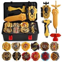 Mitfun Metal Fusion Battling Top Burst Launcher Grip Set Storage Box Top Burst Gyros 4D with Launcher Burst Toys for Children