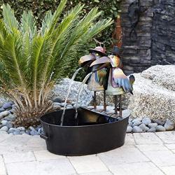 Alpine Corporation 20'' Tall Outdoor Metal Crow Water Fountain Yard Art Decor