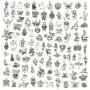 JIALEEY Wholesale 100 PCS Mixed No Repeated Silver Pewter Smooth Metal Charms Pendants DIY for Necklace Bracelet Dangle Jewelry Making and Crafting, Animal Charms