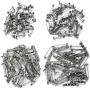 200 Pieces Pin Backs, Sonku Brooch Pin Backs Safety Clasp Bar Pin for Craft Project Corsages DIY Brooch Jewelry and More-4 Sizes(Silver)