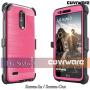 COVRWARE Iron Tank case Compatible with LG Stylo 3 / Stylo 3 Plus with Built-in Screen Protector Heavy Duty Full-Body Rugged Holster Armor Cover Brushed Metal Texture Design Belt Clip Kickstand, Pink