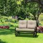 Giantex Loveseat Outdoor Patio Rocking Glider Cushioned 2 Seats Steel Frame Furniture (Beige)