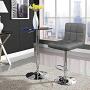 Furmax Bar Stools Modern Pu Leather Swivel Adjustable Hydraulic Bar Stool Square Counter Height Stool Set of 2(Gray)