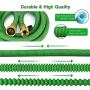 Riemex Expandable Hose Green 50 FT Heavy Duty Garden Water Hose - Triple Latex - Expanding Solid Brass Metal Fittings Connectors, Flexible Strongest - for All Watering Needs Green 50FT