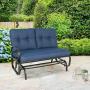 Patio Glider Bench Loveseat Outdoor Cushioed 2 Person Rocking Seating Patio Swing Chair, Navy