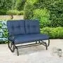Patio Glider Bench Loveseat Outdoor Cushioed 2 Person Rocking Seating Patio Swing Chair, Navy