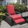 Outdoor Resin Wicker Patio Recliner Chair with Cushions, Patio Furniture Auto Adjustable Rattan Sofa, UV/Fade/Water/Sweat/Rust Resistant, Easy to Assemble (Red) Outdoor Resin Wicker Patio Recliner Chair with Cushions, Patio Furniture Auto Adjustable Rattan Sofa, UV/Fade/Water/Sweat/Rust Resistant, Easy to Assemble (Red)