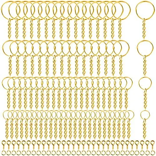 Key Ring with Chain, Shynek 360PCS Gold Keychain Rings with Jump Rings and Screw Eye Pins Bulk for Resin, DIY Crafts and Jewelry Making Key Ring with Chain, Shynek 360PCS Gold Keychain Rings with Jump Rings and Screw Eye Pins Bulk for Resin, DIY Crafts and Jewelry Making