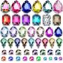 260 Pieces Valentines Day Sew on Gems Crystals Rhinestones Acrylic Diamond with Silver Prong Hole Flatback Claw Mix Color Shape and Size for DIY Crafts Clothes Shoes Bag