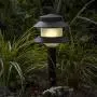 Paradise Garden Lighting GL22627 Outdoor Landscaping Path Light, Black Plastic 2-Tier Post Light, Ribbed Plastic Lens, Low Voltage 4W Incandescent T5 Wedge Bulb, 20 Lumens, 5.2''x5.2''x8.66''