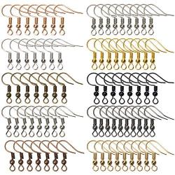 TOAOB 700pcs Earring Hooks Hypo allergenic French Ear Wires with Ball and Coil 10 Colors 18mm Nickel Free Metal Fish Hook Earrings Making Supplies Jewelry Findings