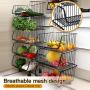 Momotata Rolling Stackable Baskets Storage Bins, 5-Tier Stainless Steel Metal Wire Organizer Kitchen Baskets Rack with Lockable Casters for Kitchen, Pantry, Bathroom,Bedroom Garage- Black (5-Tier)