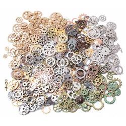 Czorange 100 Gram Mixed Color DIY Metal Steampunk Gears Charms Pendant Clock Watch Wheel Gear for Crafting Jewelry Making Accessory