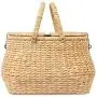 BirdRock Home Seagrass Picnic Basket - Hand Woven - Seagrass - Decorative Metal Latches - Divided Lid - Home Décor - Folding Handles