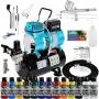 Master Airbrush Cool Runner II Dual Fan Air Tank Compressor System Kit with Professional G233 Gravity Airbrush Kit with 3 Tips, 12 Createx Wicked Colors Acrylic Paint Artist Set, Airbrush Cleaning Kit Master Airbrush Cool Runner II Dual Fan Air Tank Compressor System Kit with Professional G233 Gravity Airbrush Kit with 3 Tips, 12 Createx Wicked Colors Acrylic Paint Artist Set, Airbrush Cleaning Kit