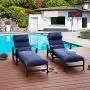 LOKATSE HOME Outdoor Patio Chaise Lounge Chair with Adjustable Backrest and Arms Metal Lounger Furniture All Weather, Blue LOKATSE HOME Outdoor Patio Chaise Lounge Chair with Adjustable Backrest and Arms Metal Lounger Furniture All Weather, Blue