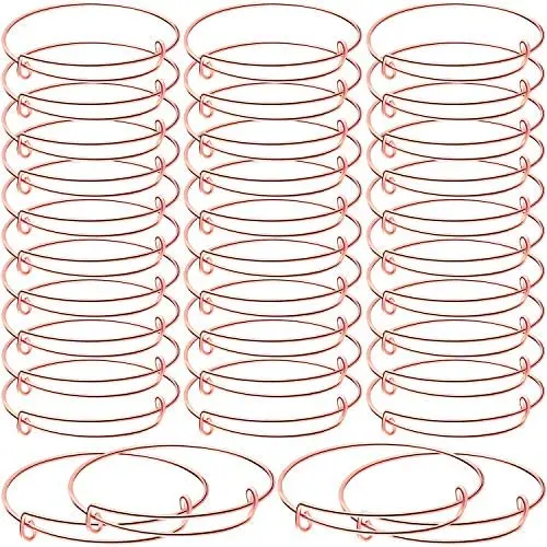 30 Pieces Expandable Bangle Bracelets Adjustable Wire Blank Bangles Metal Bracelets for DIY Jewelry Making (Rose Gold) 30 Pieces Expandable Bangle Bracelets Adjustable Wire Blank Bangles Metal Bracelets for DIY Jewelry Making (Rose Gold)