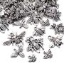 72 Pieces Assorted Antique Silver Honey Bee Charms Metal Fly Insect Charms Pendants Craft Supplies for Jewelry Making, 8 Styles