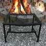 Sunnydaze Outdoor Curved Fire Pit Bench - Rustic Backyard Backless Powder-Coated Black Metal Mesh Garden, Patio, Porch and Deck Chair Seating - Single Sunnydaze Outdoor Curved Fire Pit Bench - Rustic Backyard Backless Powder-Coated Black Metal Mesh Garden, Patio, Porch and Deck Chair Seating - Single
