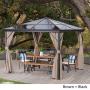 Christopher Knight Home 303378 Bali Outdoor 10 x 10 Foot Rust Proof Aluminum Framed Hardtop Gazebo w, Brown + Black