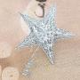 SpringPear 15 cm Silver Glittering Metal Star Christmas Tree Topper Festive Ornament Glitter Merry Xmas Party Decoration Accessories